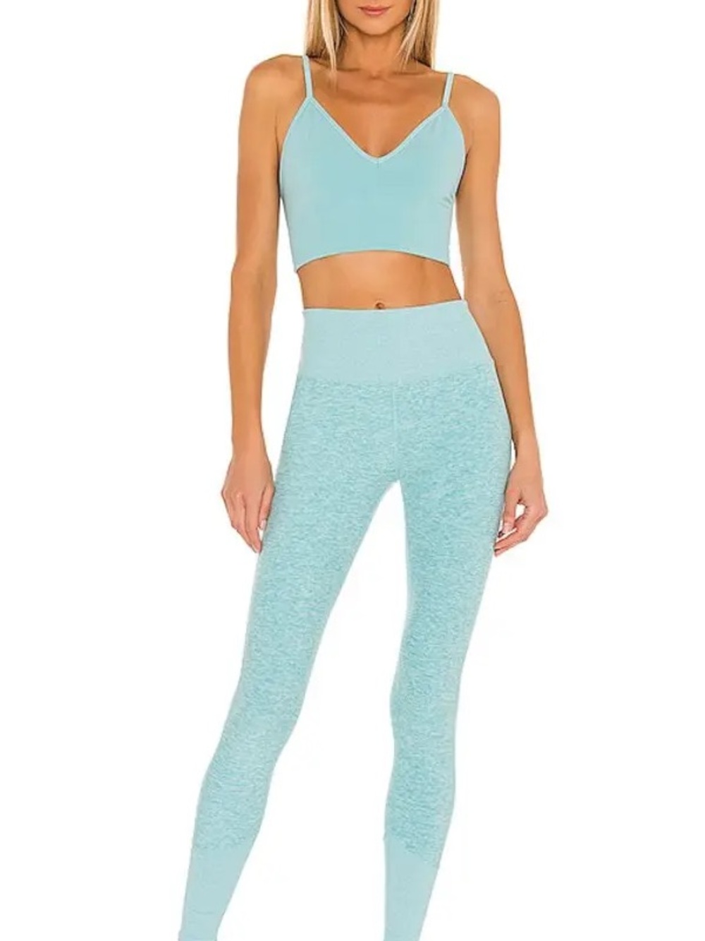 ALO Yoga Light Aqua Heather Seamless Leggings
